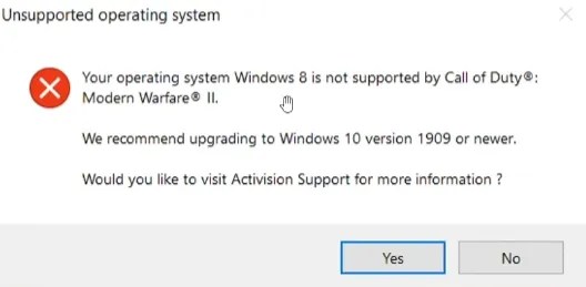 Ваша операционная система Windows 8 не поддерживается Call of Duty
