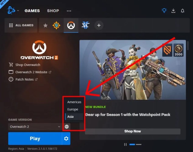 Как изменить регион сервера в Overwatch 2